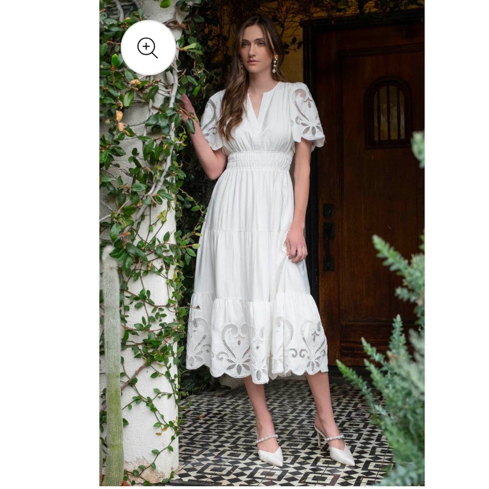 White Eyelet Midi Dress
